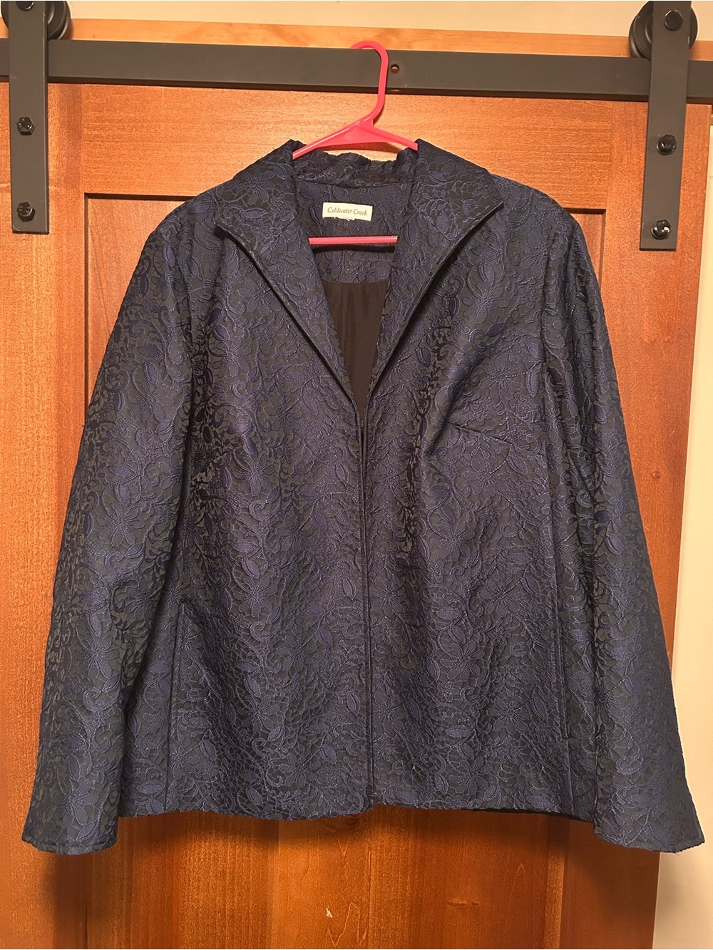 Coldwater Creek Navy Floral Jacquard Blazer